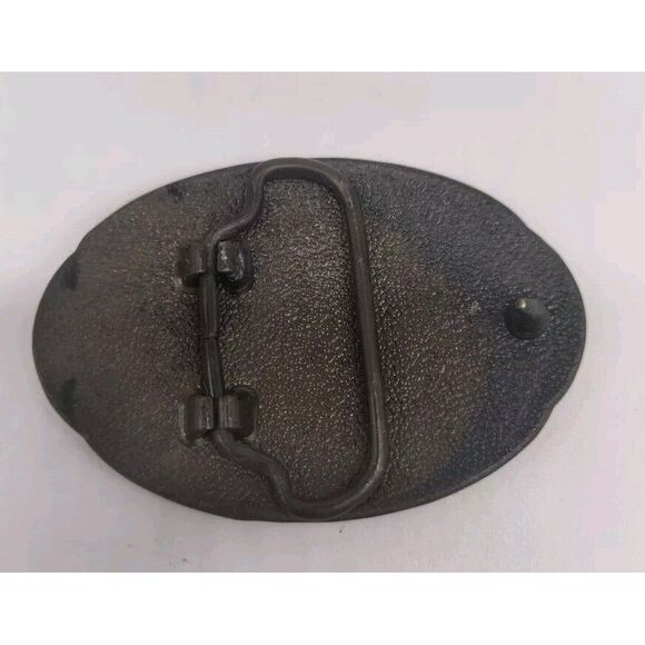 Vintage Oval Brass Belt Buckle, Gold Tone Tribal Pattern with Rope Frame - Picture 5 of 9